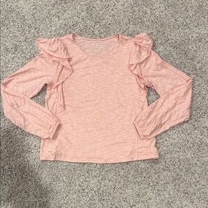 Garnet Hill Pink Ruffle Sleeve Tee